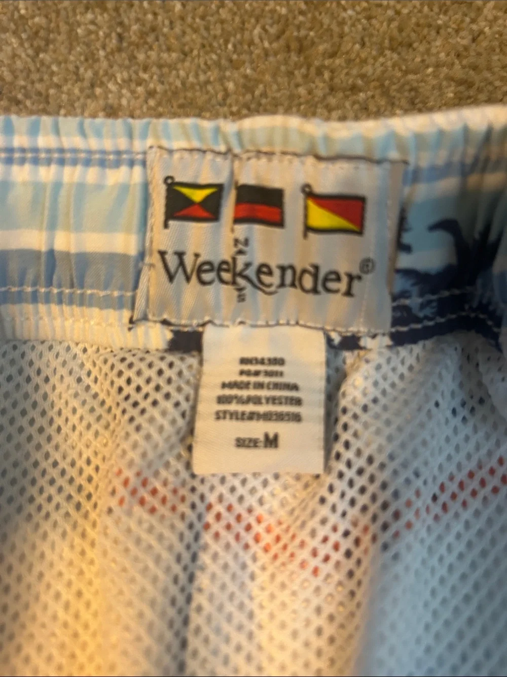 Weekenders Men’s Palm-Print Swim Shorts - Blue & Orange